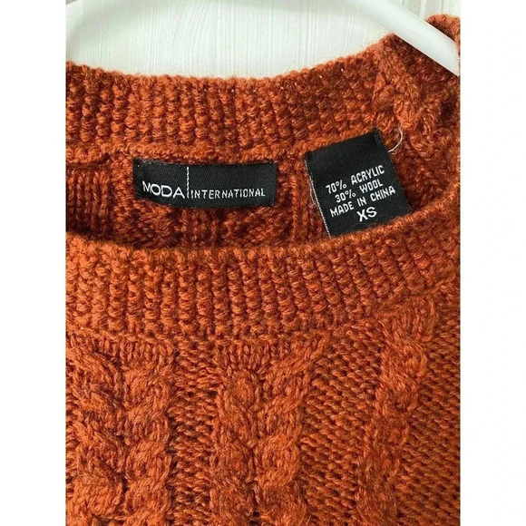 Moda International Fisherman Knit Wool Blend Girl Sweater size XS - Picture 3 of 3